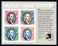 Abraham Lincoln - Mint Sheet of 4 United States, 1989